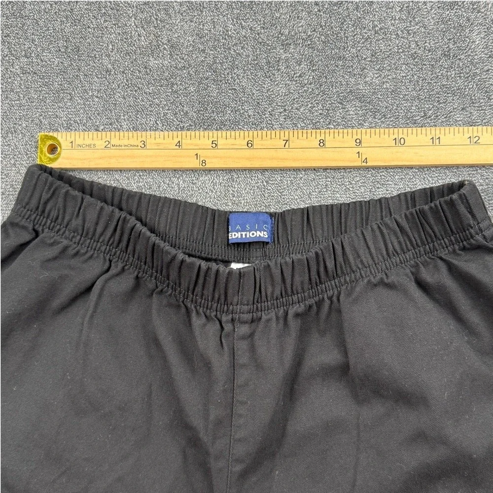 Basic Editions Mens Black‎ Cotton Elastic Waist Cargo Pull On Pants Size S/C